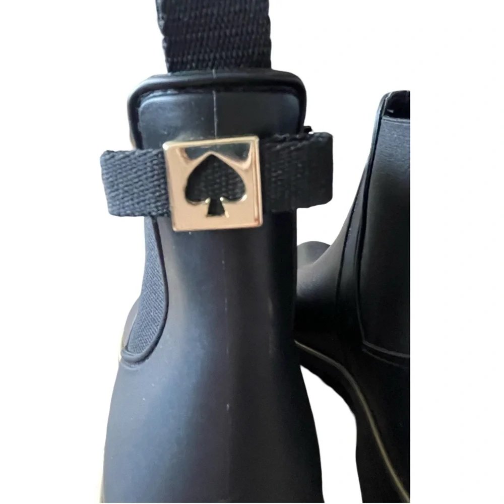 Kate Spade New York Solstice Rubber Black Rain Chelsea Boots Size 6
